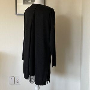 Elegant Black layered Mini Dress with lace trim